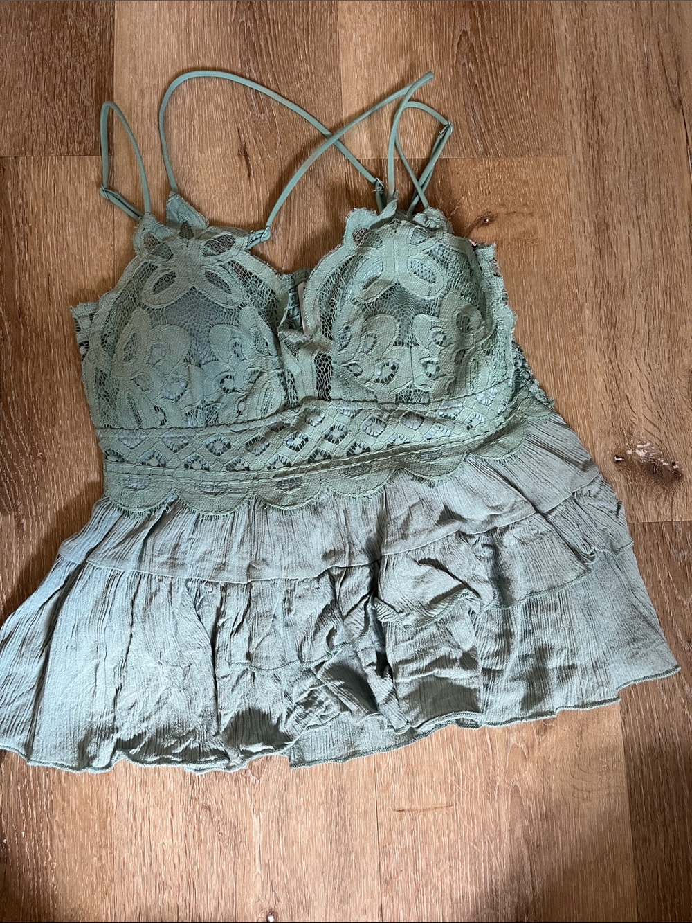 Lace Bodice Sage Green Women's tank top